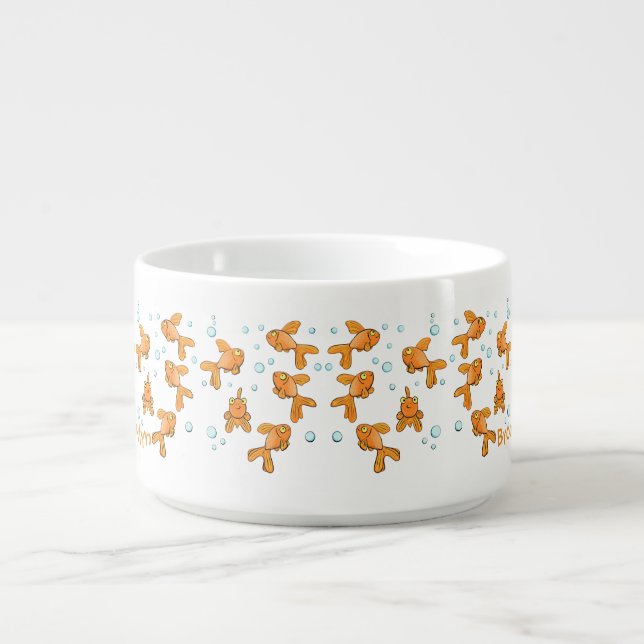 Cute orange goldfish cartoon illustration bowl (Center)