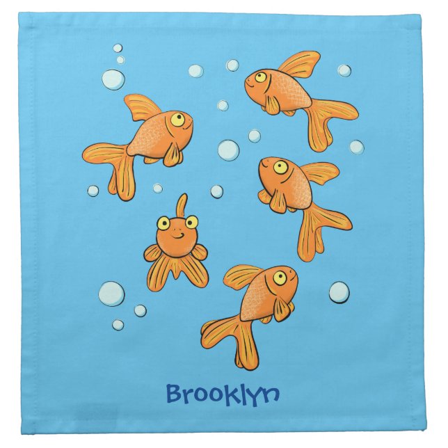 Cute orange goldfish cartoon illustration cloth napkin (Front)