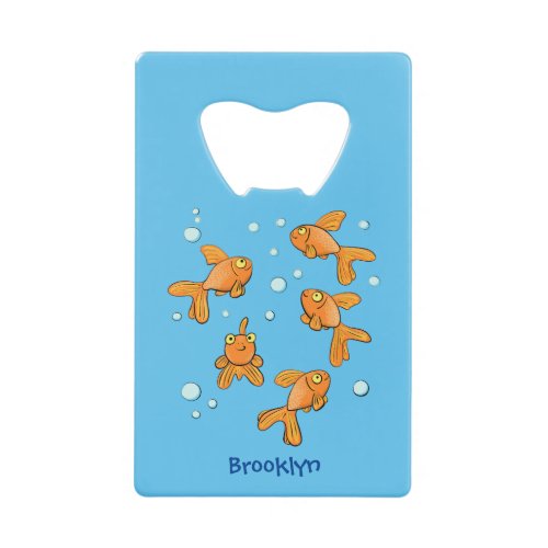 Cute orange goldfish cartoon illustration credit card bottle opener