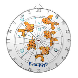 Cute orange goldfish cartoon illustration dart board