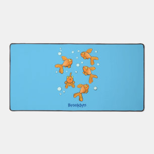 Cute orange goldfish cartoon illustration desk mat