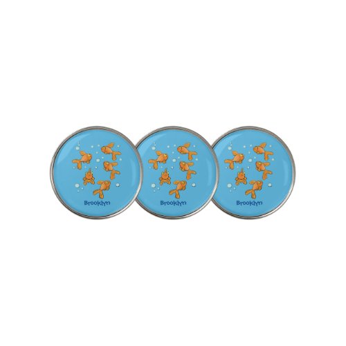 Cute orange goldfish cartoon illustration golf ball marker