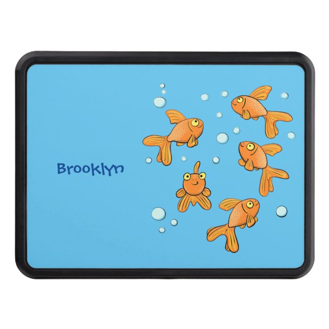 Cute orange goldfish cartoon illustration hitch cover (Front)