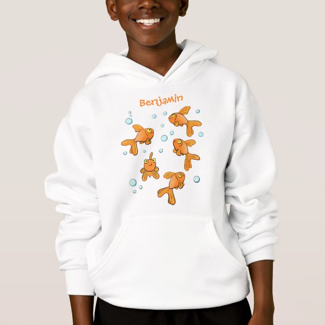 Cute orange goldfish cartoon illustration hoodie (Front)