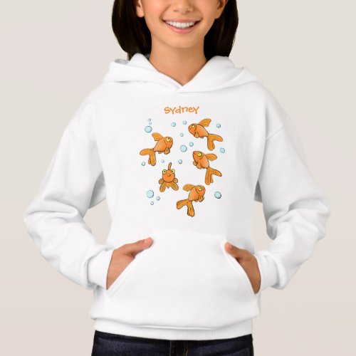 Cute orange goldfish cartoon illustration hoodie