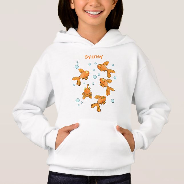 Cute orange goldfish cartoon illustration hoodie (Front)