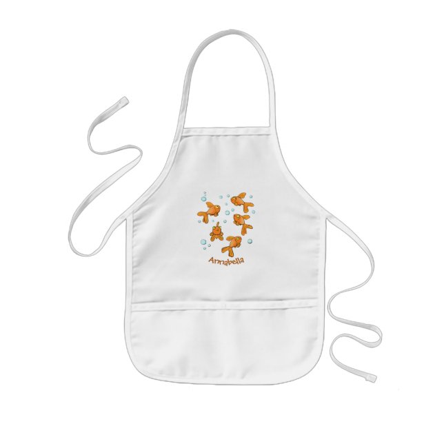 Cute orange goldfish cartoon illustration kids' apron (Front)