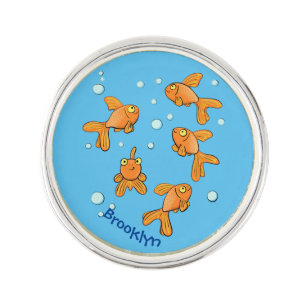 Cute orange goldfish cartoon illustration lapel pin