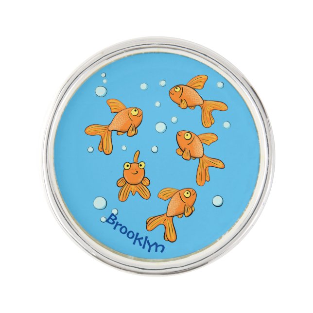 Cute orange goldfish cartoon illustration lapel pin (Front)