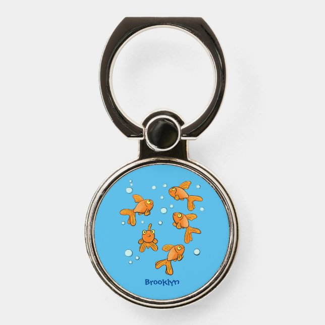 Cute orange goldfish cartoon illustration phone ring stand (Front)