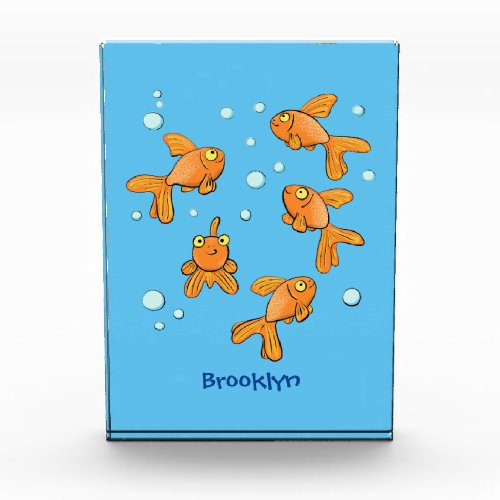 Cute orange goldfish cartoon illustration photo block