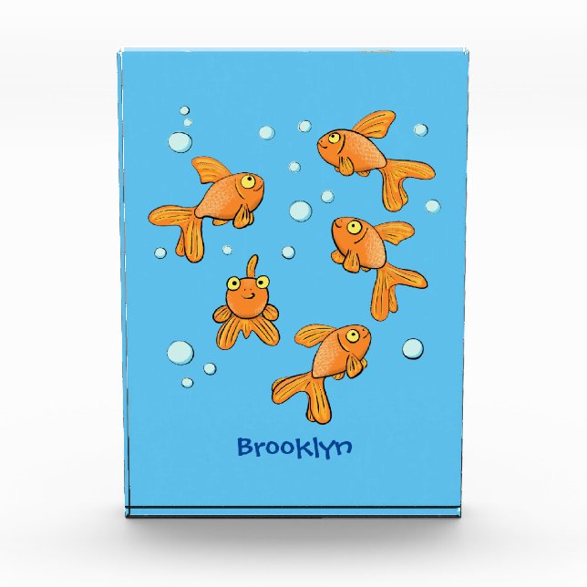 Cute orange goldfish cartoon illustration photo block (Front)