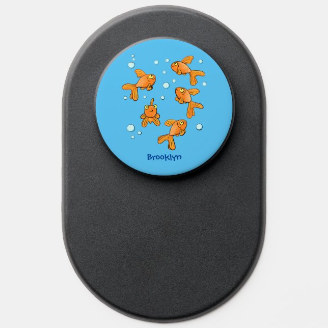 Cute orange goldfish cartoon illustration PopSocket (Popsocket)