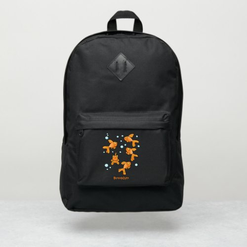 Cute orange goldfish cartoon illustration port authority backpack