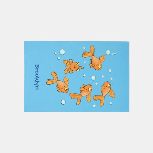 Cute orange goldfish cartoon illustration rug