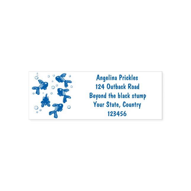 Cute orange goldfish cartoon illustration self-inking stamp (Design)