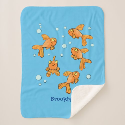 Cute orange goldfish cartoon illustration  sherpa blanket