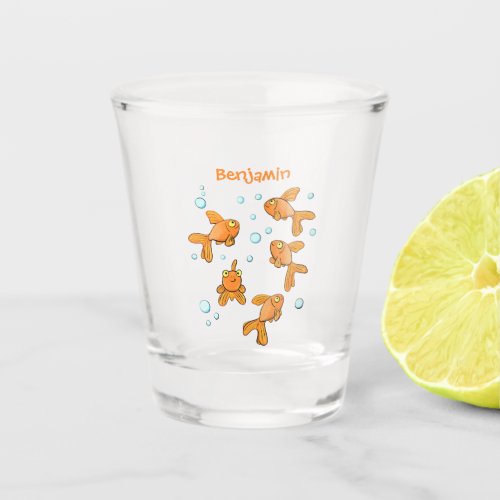 Cute orange goldfish cartoon illustration shot glass