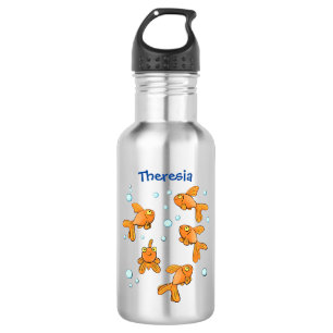 Cute orange goldfish cartoon illustration stainless steel water bottle