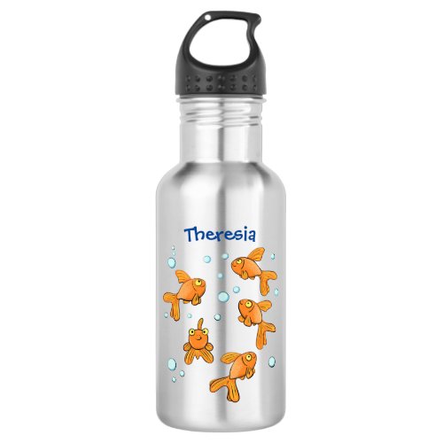 Cute orange goldfish cartoon illustration stainless steel water bottle