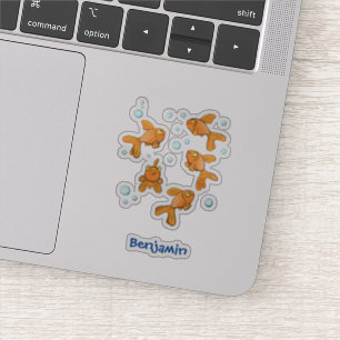 Cute orange goldfish cartoon illustration sticker