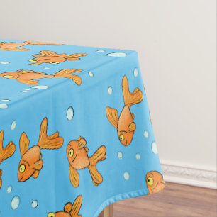 Cute orange goldfish cartoon illustration tablecloth