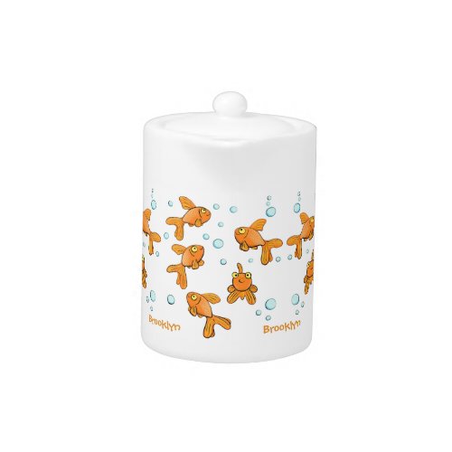 Cute orange goldfish cartoon illustration teapot