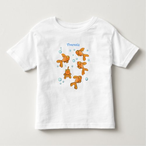 Cute orange goldfish cartoon illustration toddler t_shirt