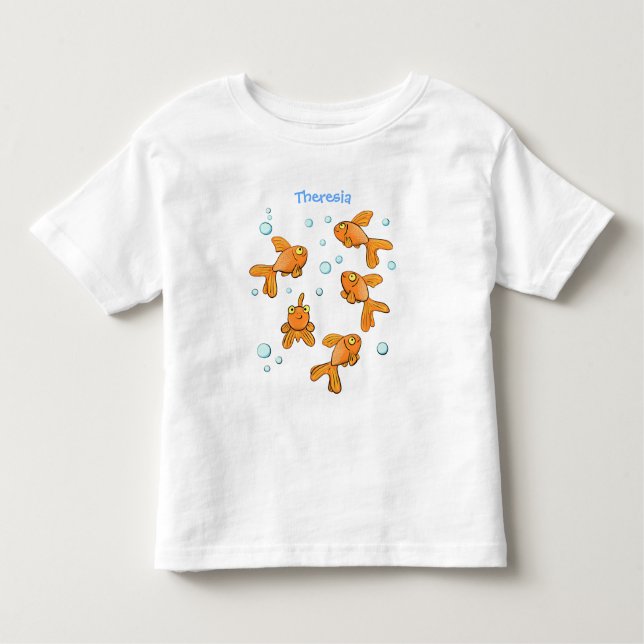 Cute orange goldfish cartoon illustration toddler t-shirt (Front)