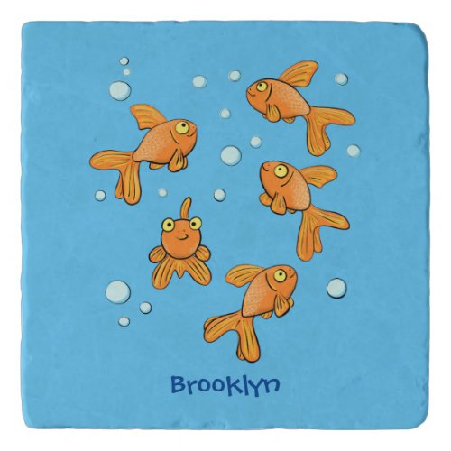 Cute orange goldfish cartoon illustration trivet