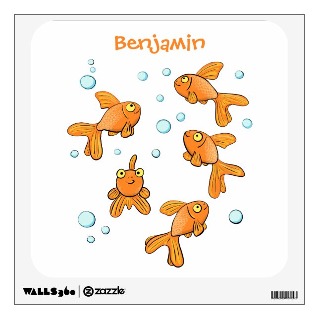 Cute orange goldfish cartoon illustration wall decal (Front)