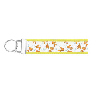 Cute orange goldfish cartoon illustration wrist keychain