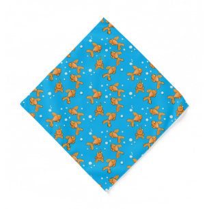 Cute orange goldfish on blue cartoon illustration bandana