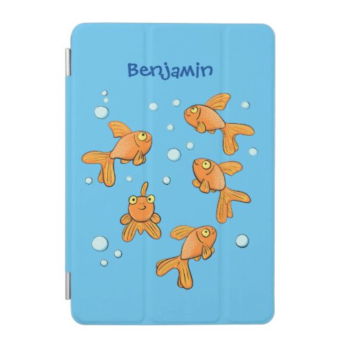 Cute orange goldfish on blue cartoon illustration iPad mini cover