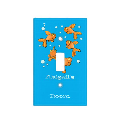 Cute orange goldfish on blue cartoon illustration light switch cover