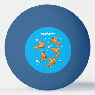 Cute orange goldfish on blue cartoon illustration ping pong ball