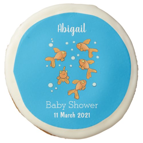 Cute orange goldfish on blue cartoon illustration sugar cookie