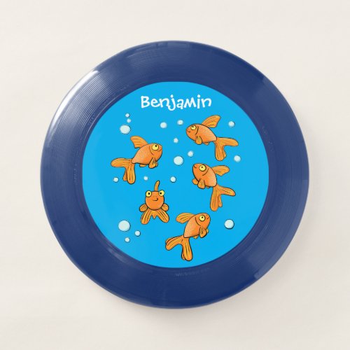 Cute orange goldfish on blue cartoon illustration Wham_O frisbee