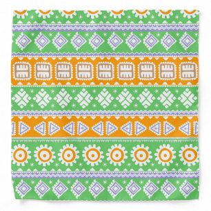 Cute orange green ethnic patterns design bandana