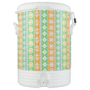 Cute orange green ethnic patterns design beverage cooler