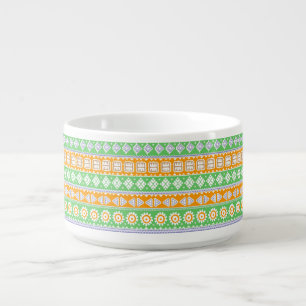 Cute orange green ethnic patterns design bowl