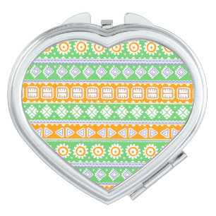 Cute orange green ethnic patterns design mirror for makeup