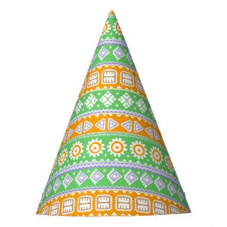 Cute orange green ethnic patterns design