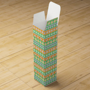 Cute orange green ethnic patterns design wine gift box