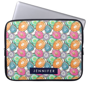 Cute orange green pink geode pattern personalized laptop sleeve
