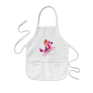 Cute Orange Haired Girl Riding on a Unicorn Kids' Apron