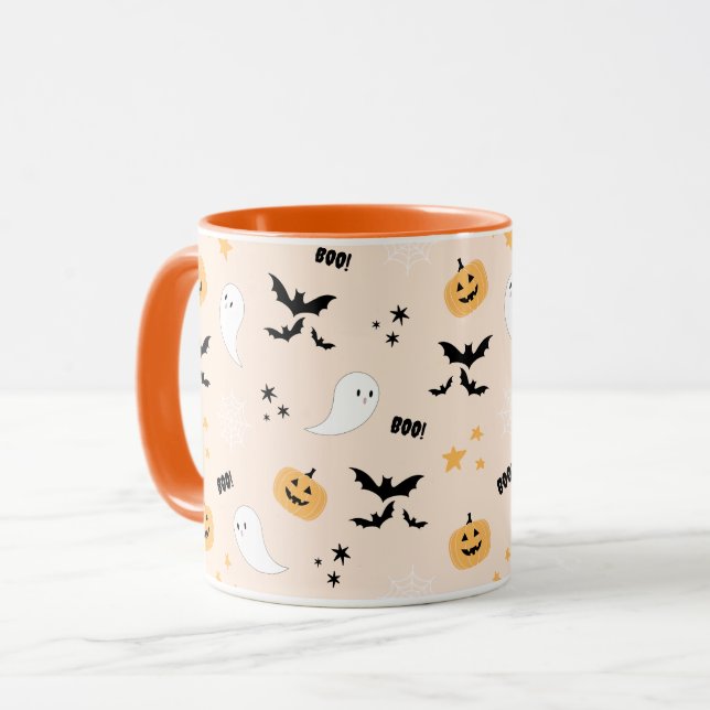 Cute Orange Halloween Boo Mug (Front Left)