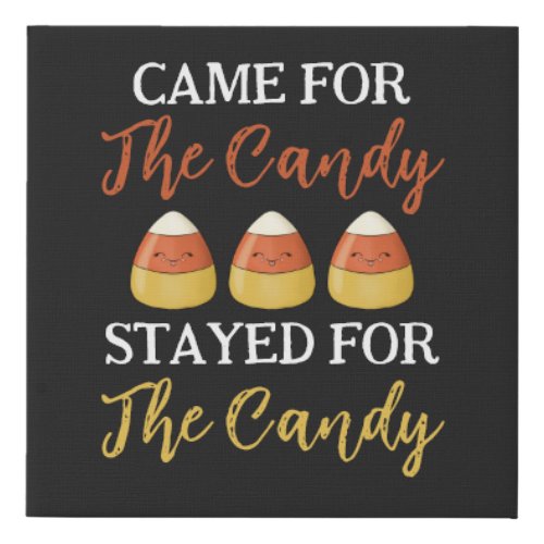 Cute Orange Halloween Kawaii Candy and Funny Quote Faux Canvas Print