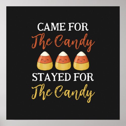 Cute Orange Halloween Kawaii Candy and Funny Quote Poster