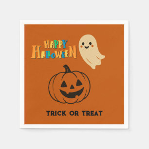 cute orange Halloween kids Ghost & Pumpkin party Napkins